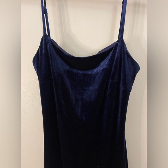 Lulus Alluring Muse Navy Blue Velvet Tiered Trumpet Maxi Dress - Picture 8 of 10